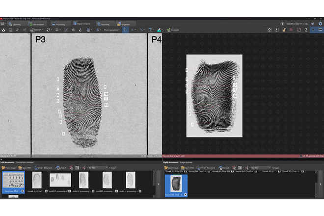 LUCIA Forensic comparison window in the dark GUI mode. image