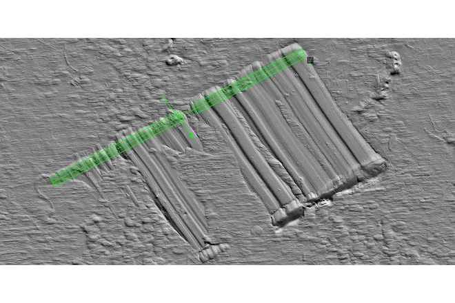 Marked striation. image