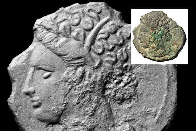 Textureless 3D image of a Greek coin image